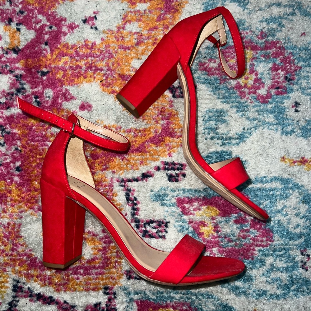 red strap heels